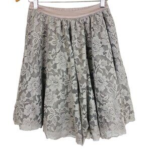 Comme Toi Women's Layered Circle Skirt Sz Small Gray Lace Tulle Satin Lined